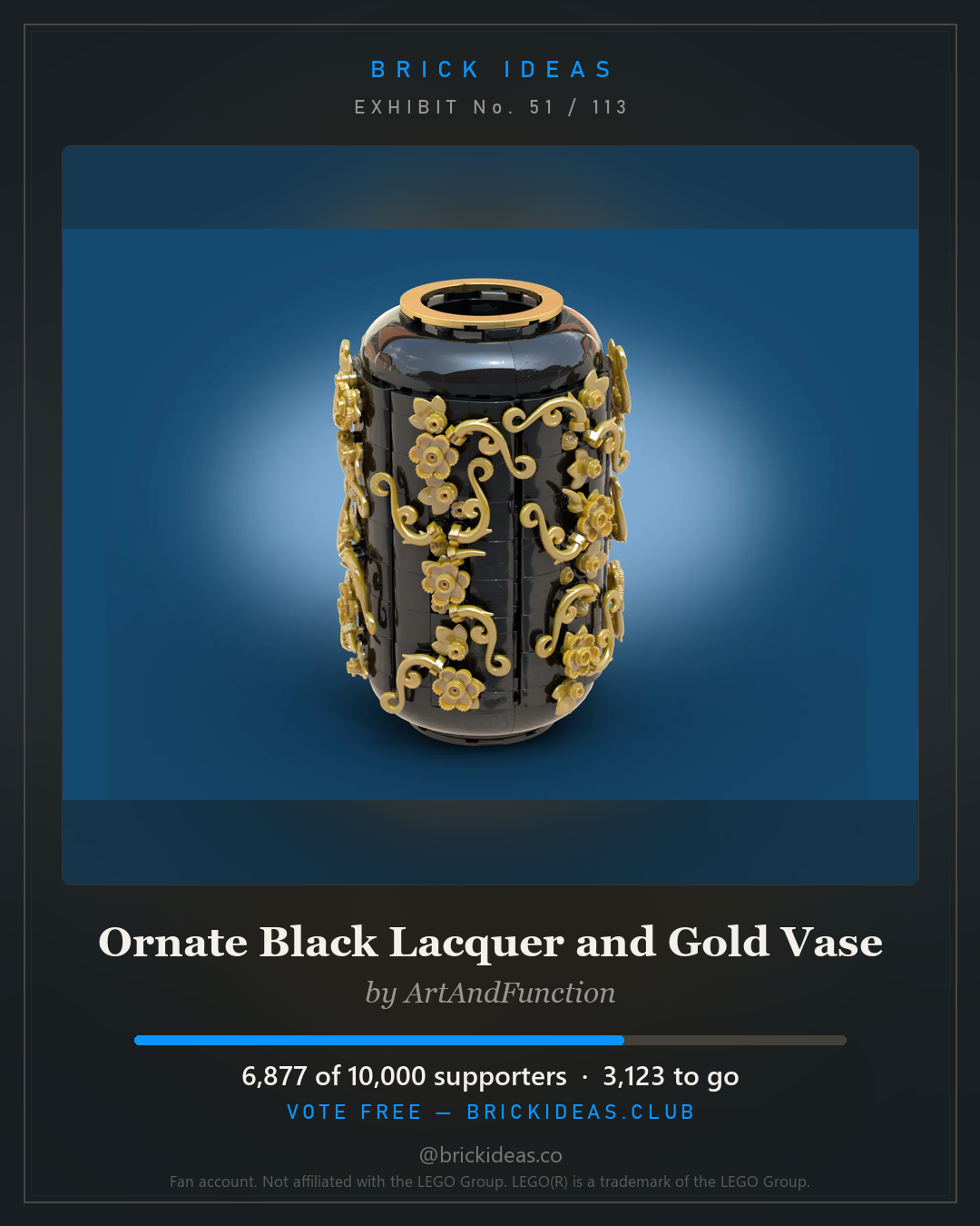Ornate Black Lacquer and Gold Vase